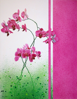 Orchidee viola. Olio e acrilico su tavola